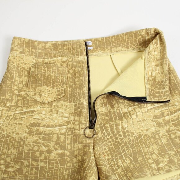 Urban Outfitters Yellow Snakeskin High Rise Shorts Large Zipper Detail - Picture 6 of 12